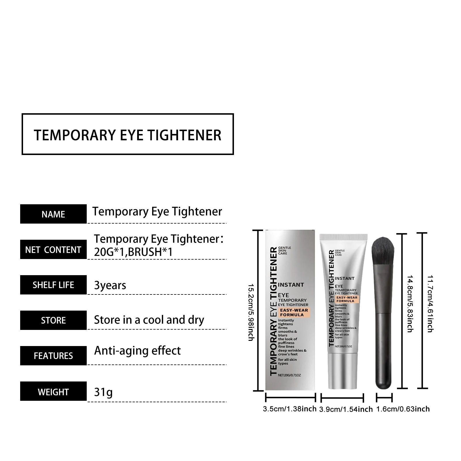 Instant Firming Eye Cream Anti Aging Lighten Dark Circles Reduce Puffiness Moisturize Wrinkle Elimination Easy Absorb Daily Eye Care