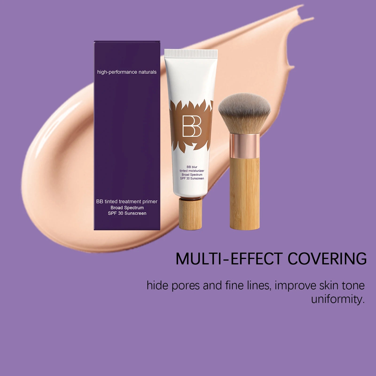 BB Cream Set with Makeup Primer Concealer Foundation Lightweight Moisturizing Smooth Fit Long Lasting Professional Face Makeup