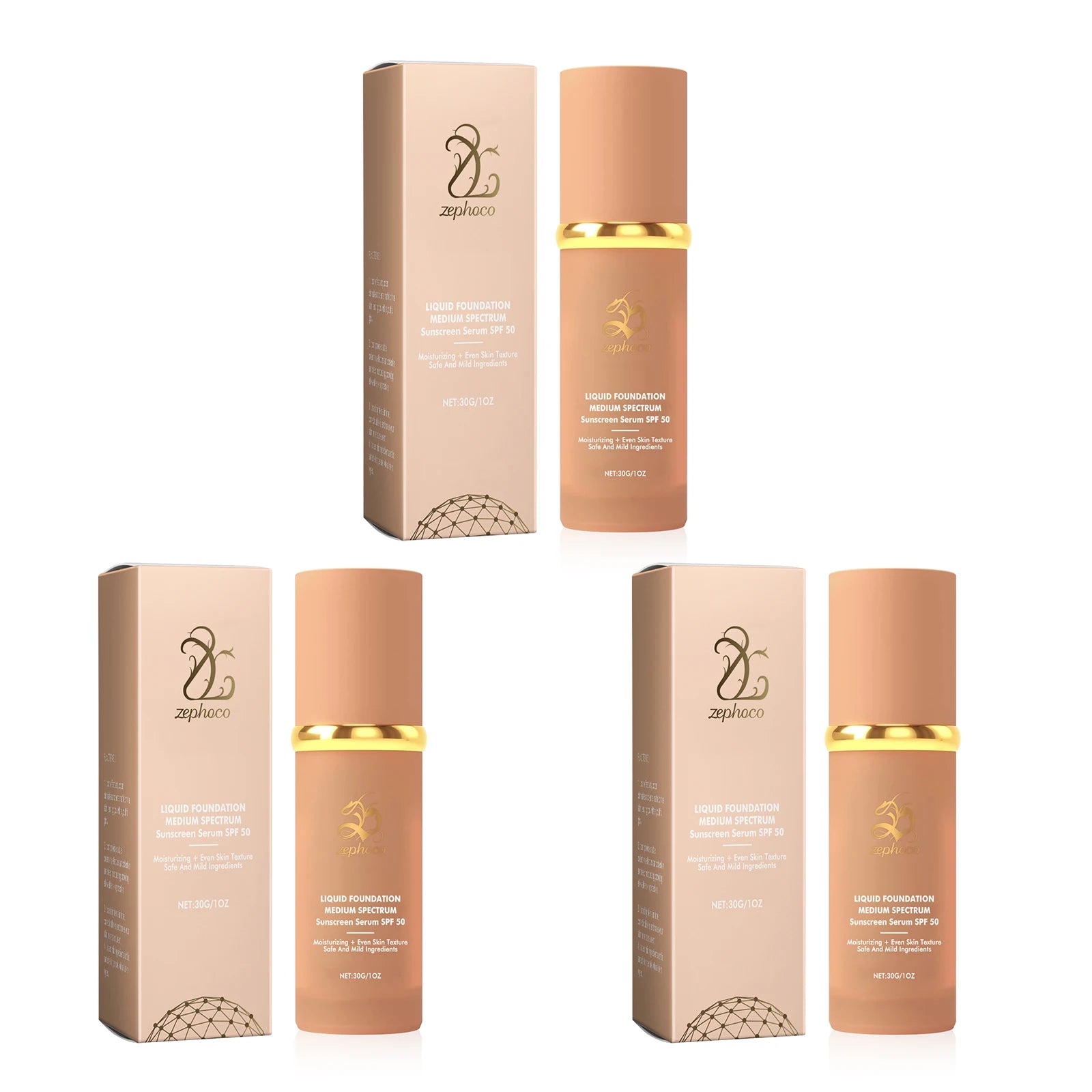 Zephoco Liquid Foundation Spf 50+ Magic Color Changing Waterproof Sweat-Resistant Full Coverage Concealer Long-Lasting Base Makeup