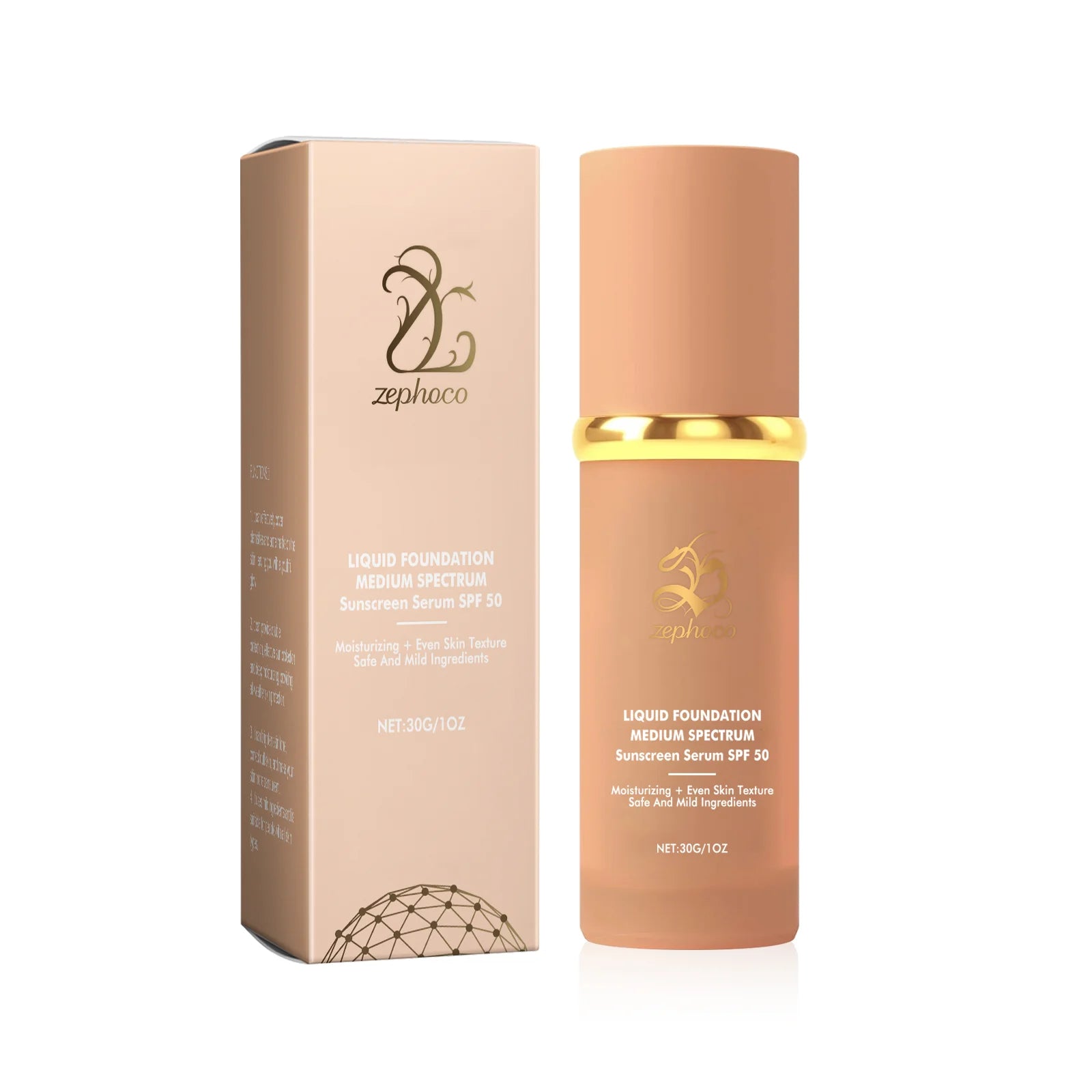 Zephoco Liquid Foundation Spf 50+ Magic Color Changing Waterproof Sweat-Resistant Full Coverage Concealer Long-Lasting Base Makeup