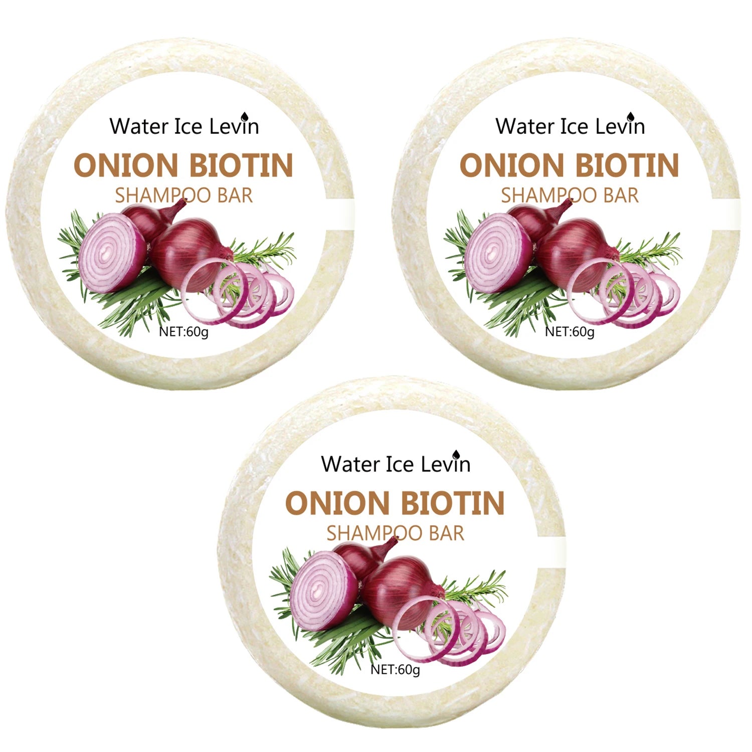 Onion & Biotin Shampoo Bar - 60g, Suitable for All Hair Types, Moisturizing and Smoothing, Rich in Rosemary Extract