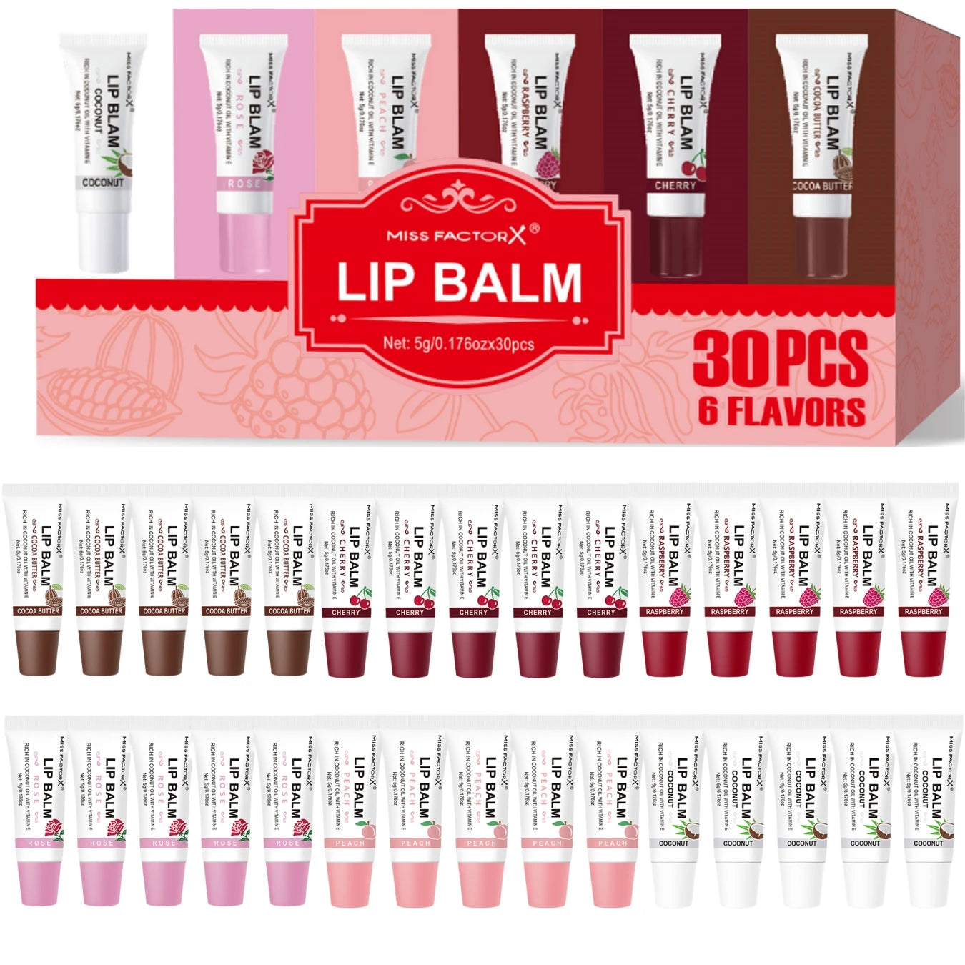 30-Piece MISS FACTORX Hyaluronic Acid and Collagen Infused Lipstick - Deep Moisturizing, Long-Lasting Lip Color, the Perfect GIF