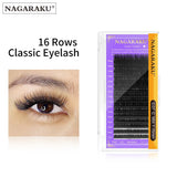 NAGARAKU 16Rows Classic Individual Eyelash Extension Lashes Matte Black Professional Soft Natural