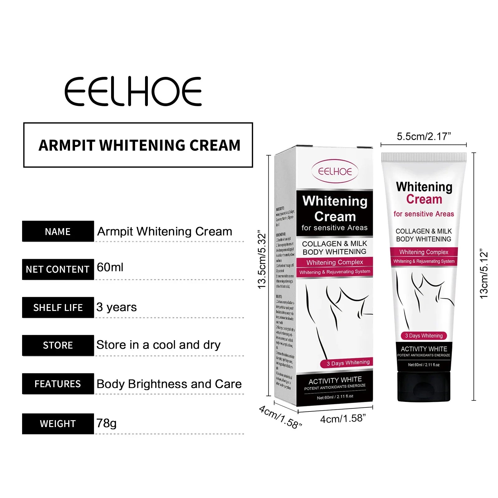Elbow Whitening Cream Armpit Thigh Knees Private Part Bleaching Dark Knuckle Removal Improve Dull Moisturizer Brightening Cream
