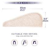 Solid Color Hair Towel Textured Dry Hair Cap 9.8' X 25.5' Absorbent Hair Towel Wrap for Button-Down Women