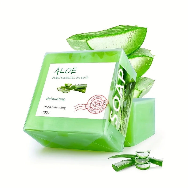 All-Natural Aloe Vera Handmade Soap with Essential Oils 100g , Unisex, Travel-Friendly