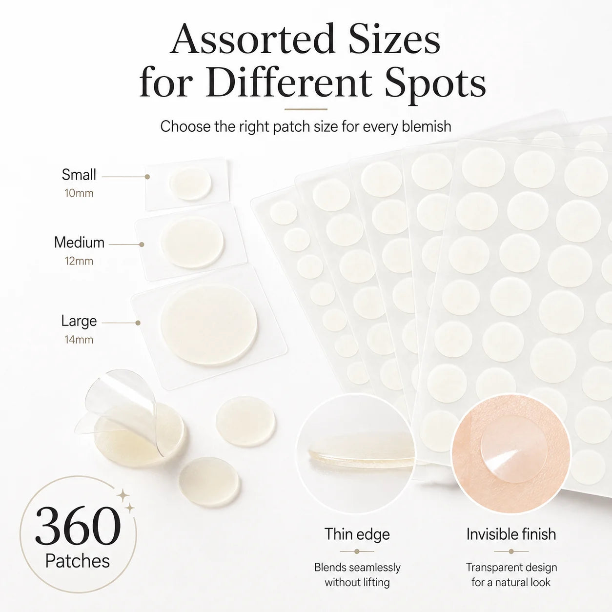 360pcs Face Acne Patch Invisible Skin Care Pimple Acne Patches Anti-inflammatory Healing Absorbing Spot Sticker Covering Acne