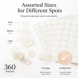 360pcs Face Acne Patch Invisible Skin Care Pimple Acne Patches Anti-inflammatory Healing Absorbing Spot Sticker Covering Acne