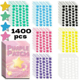 1400pcs Colorful Star Pimple Removal Sticker Invisible Breathable Hydrocolloid Acne Patch Anti-Acne Spots Marks Concealer Makeup
