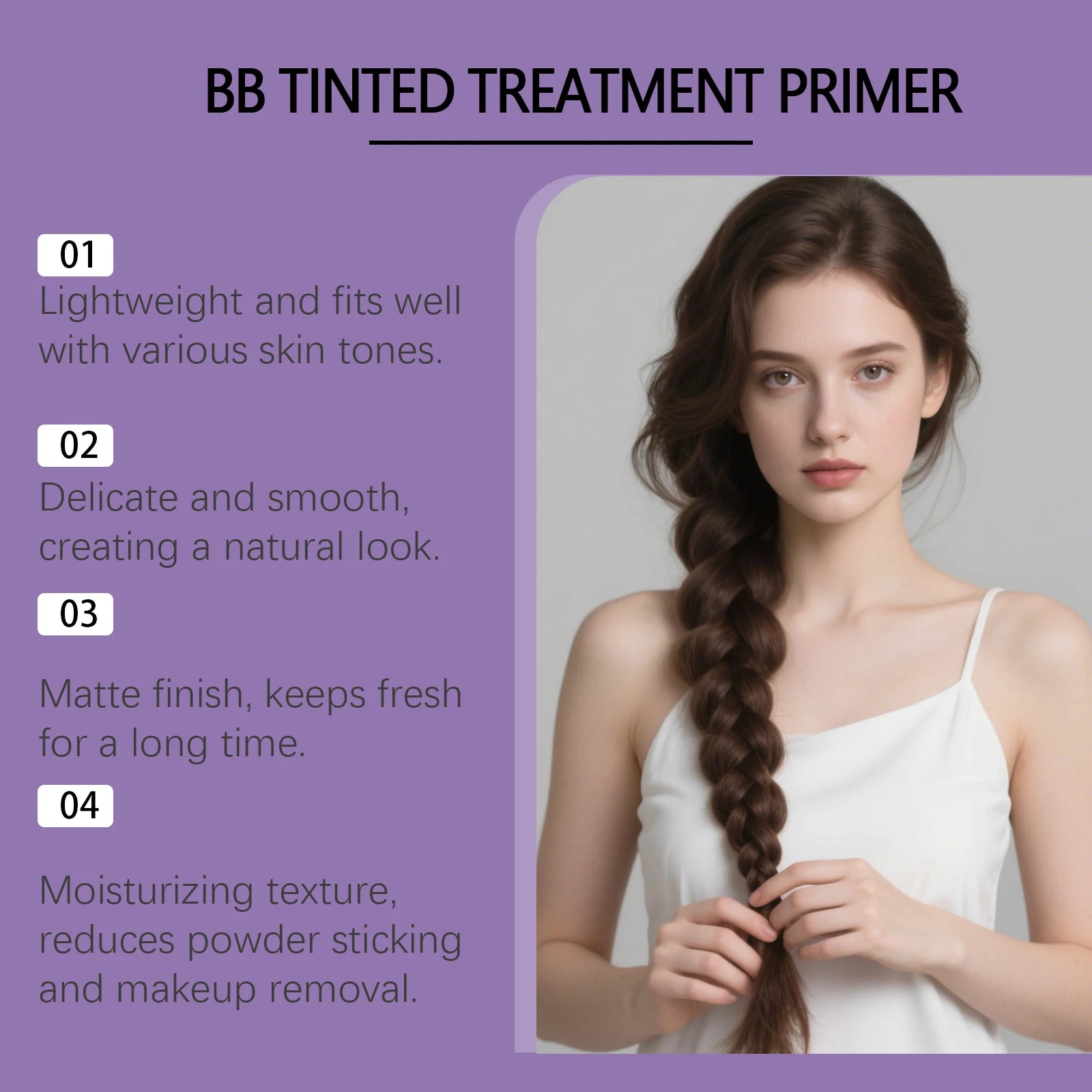 BB Cream Set with Makeup Primer Concealer Foundation Lightweight Moisturizing Smooth Fit Long Lasting Professional Face Makeup