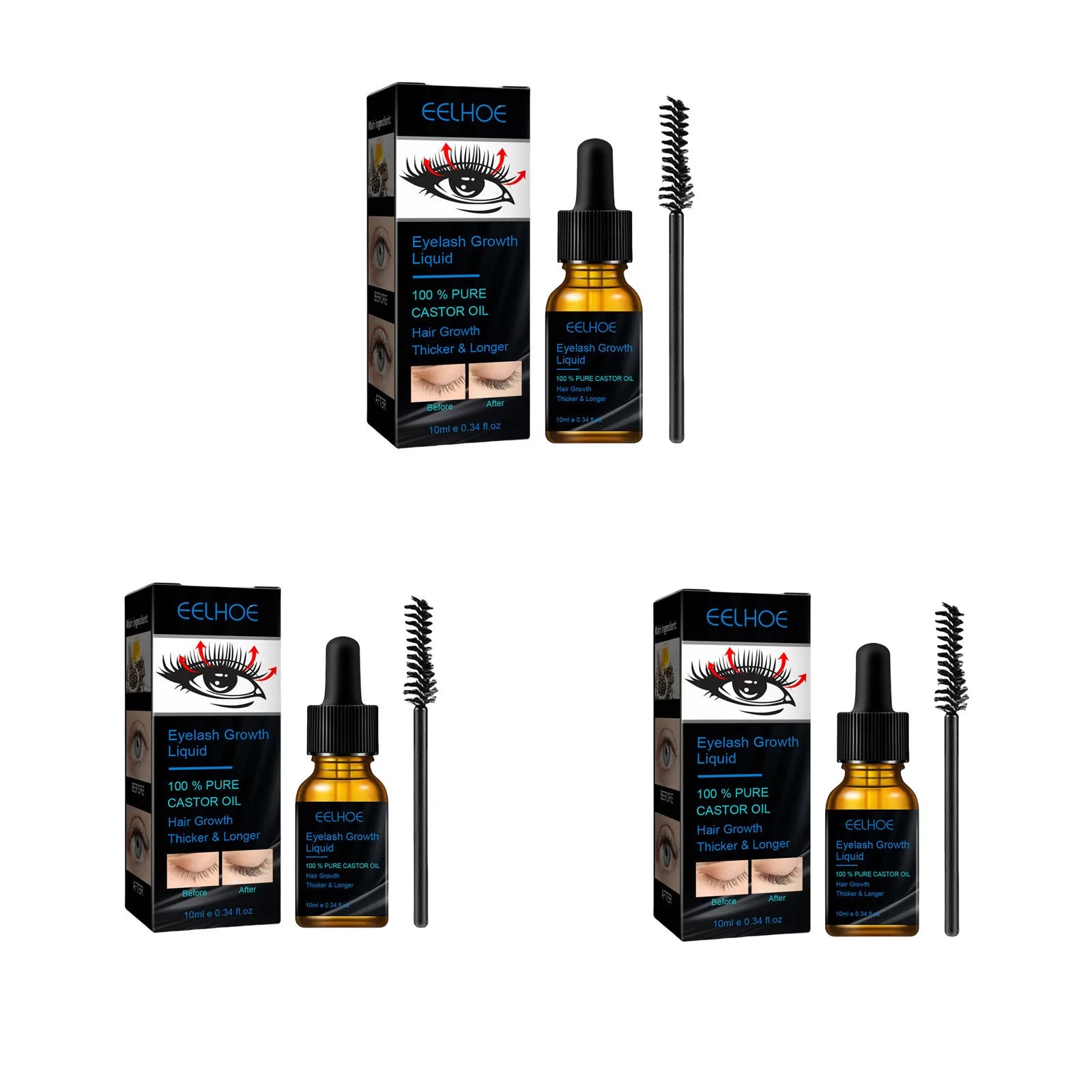 Castor Oil Eyelash Growth Serum for Men Women Thicker Eyelashes Nourishing Hair Follicles Natural Strengthen Lash Growth Serum