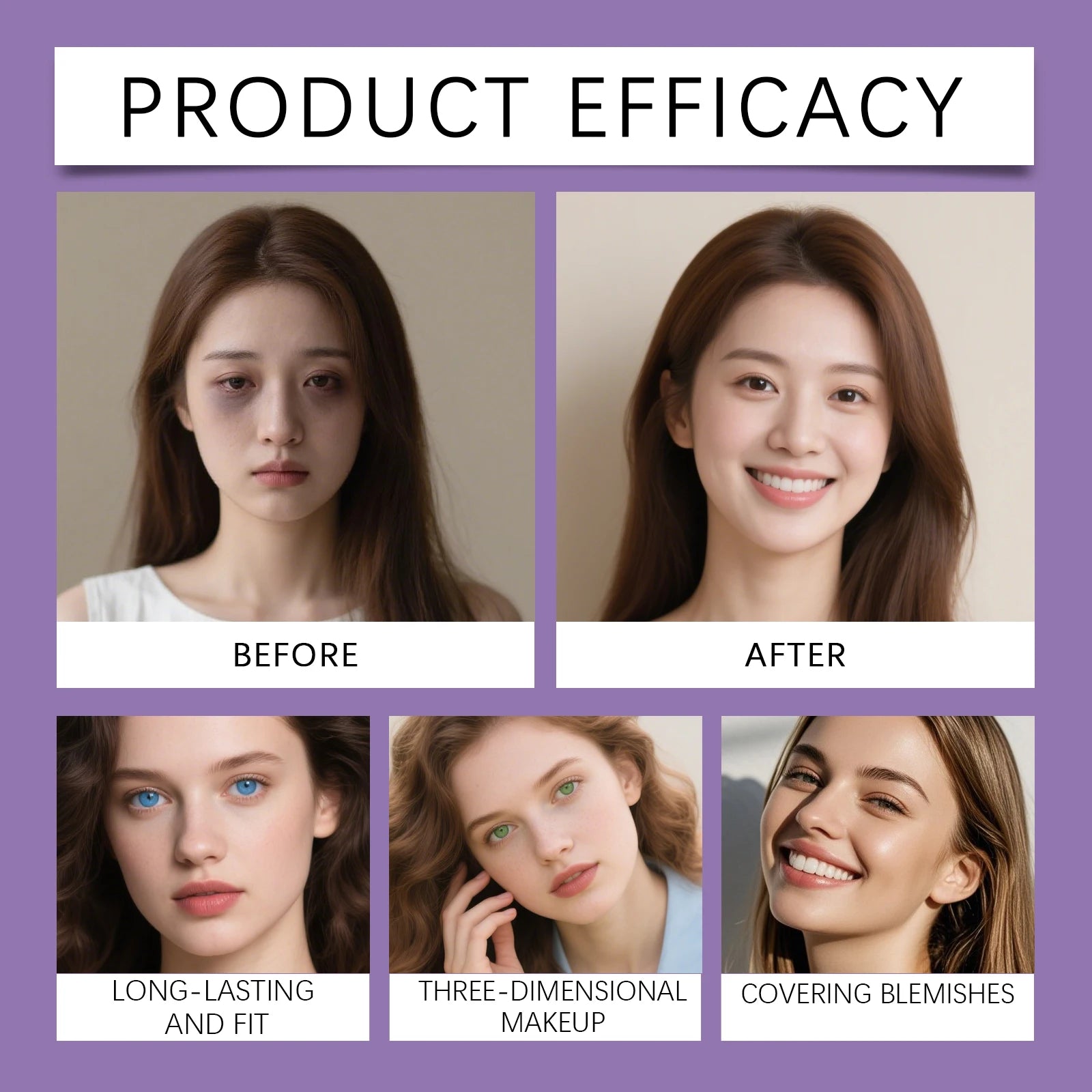 BB Cream Set with Makeup Primer Concealer Foundation Lightweight Moisturizing Smooth Fit Long Lasting Professional Face Makeup