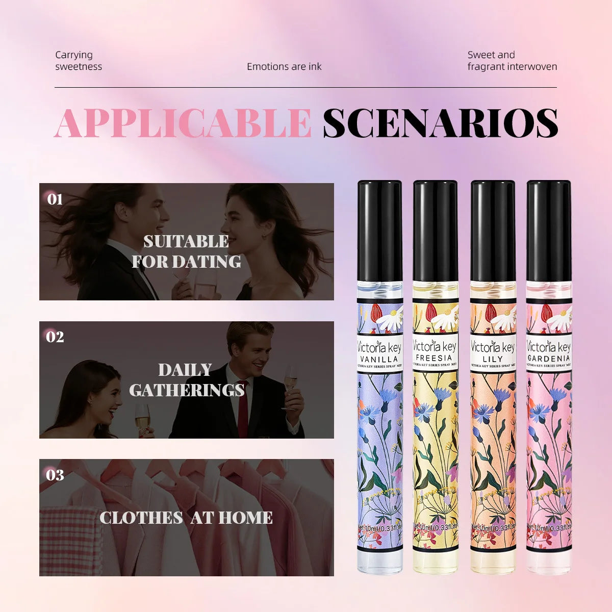 5pcs Rich Floral Fragrance 10ml Set Hair and Body Fragrance Spray Long-Lasting Scent Women Holiday Gift box set Beautiful