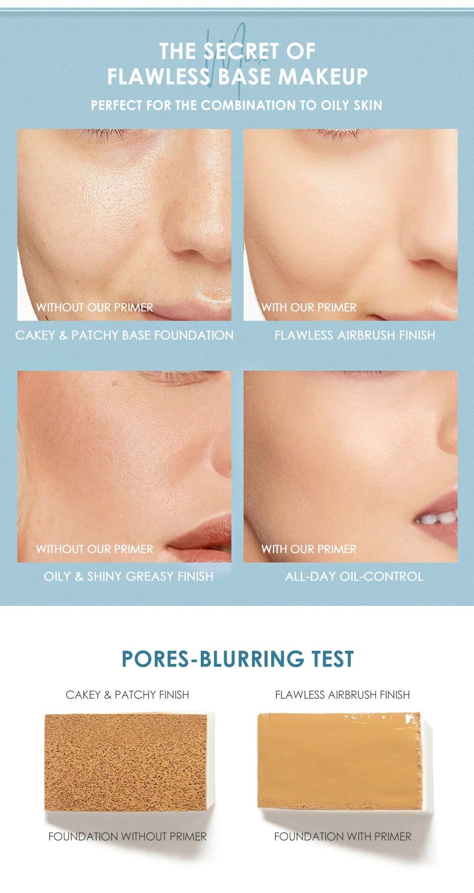 FOCALLURE Makeup Primer Oil Control Face Base Invisible Pores Cream Before Makeup Moisturizing Foundation Primer Cosmetics