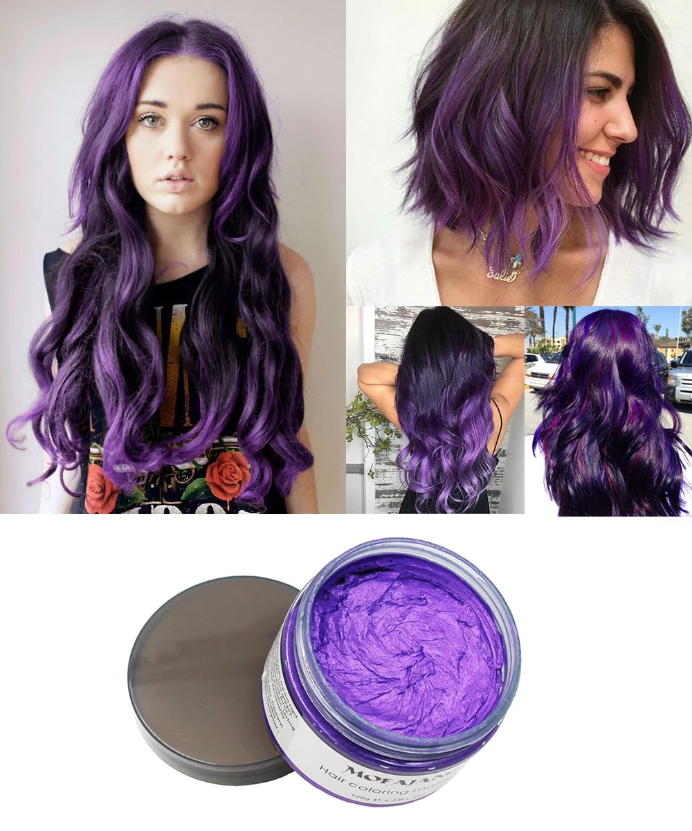 Mofajang Color Hair Wax Dye Styling Pomade Silver Grandma Grey Disposable Natural  Strong Gel Cream   for Women Men