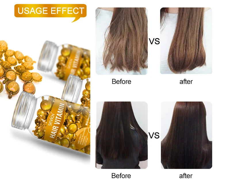 Fast Moisturizing Hair Vitamin Capsule 30pcs/bottle Sevich Smoothing Silky Keratin Complex Oil Nourishing Moroccan Hair Care Oil