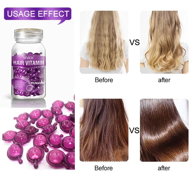 Fast Moisturizing Hair Vitamin Capsule 30pcs/bottle Sevich Smoothing Silky Keratin Complex Oil Nourishing Moroccan Hair Care Oil