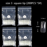 TSZS 200pcs Short Medium Oval Almond Square Fake Nails Full Cover Single Size Acrylic Clear Art Tips For Display Stick-On Nail