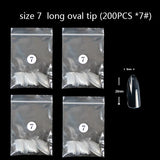 TSZS 200pcs Short Medium Oval Almond Square Fake Nails Full Cover Single Size Acrylic Clear Art Tips For Display Stick-On Nail