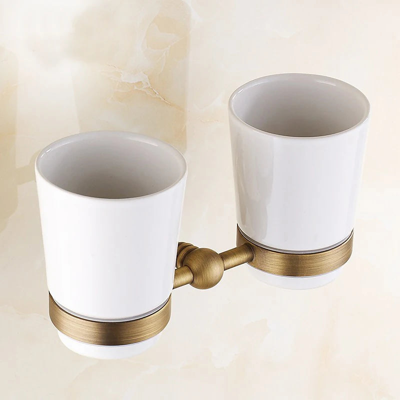 Antique Bronze Bathroom Accessories Sets Towel Shelf Towel Holder Toilet Paper Holder Rove Hook Ceramic Bathroom Products EL3100