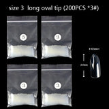 TSZS 200pcs Short Medium Oval Almond Square Fake Nails Full Cover Single Size Acrylic Clear Art Tips For Display Stick-On Nail