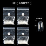 TSZS 200pcs Short Medium Oval Almond Square Fake Nails Full Cover Single Size Acrylic Clear Art Tips For Display Stick-On Nail
