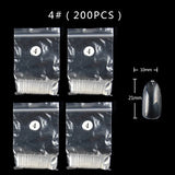 TSZS 200pcs Short Medium Oval Almond Square Fake Nails Full Cover Single Size Acrylic Clear Art Tips For Display Stick-On Nail