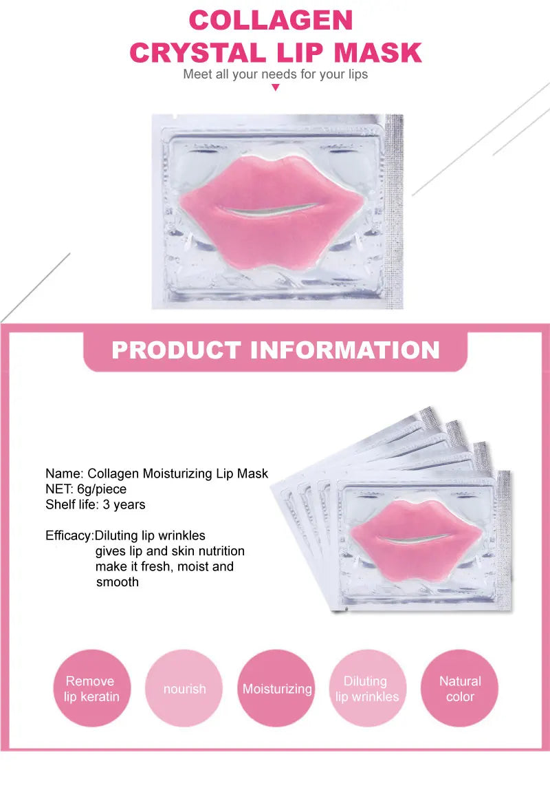 10/20pcs Golden Crystal Collagen Eye Mask Anti Dark Circle Anti-Aging Moisturizing Pink Lip Mask Eyes Lips Travel Size Skin Care