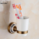Antique Bronze Bathroom Accessories Sets Towel Shelf Towel Holder Toilet Paper Holder Rove Hook Ceramic Bathroom Products EL3100