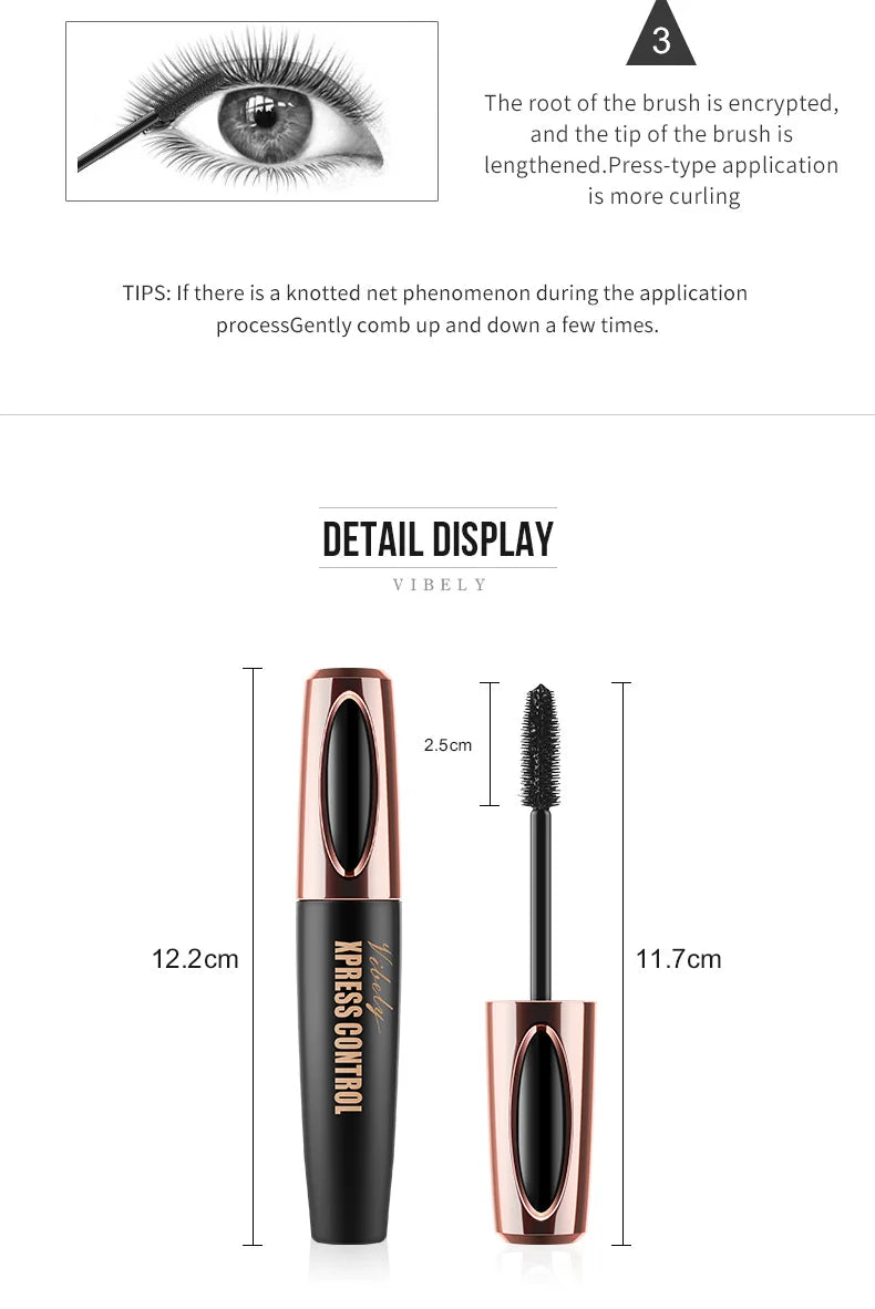 New 4D Silk Fiber Lash Mascara Waterproof VIBELY 3d Mascara For Eyelash Extension Black Thick Lengthening Eye Lashes Cosmetics