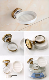 Antique Bronze Bathroom Accessories Sets Towel Shelf Towel Holder Toilet Paper Holder Rove Hook Ceramic Bathroom Products EL3100