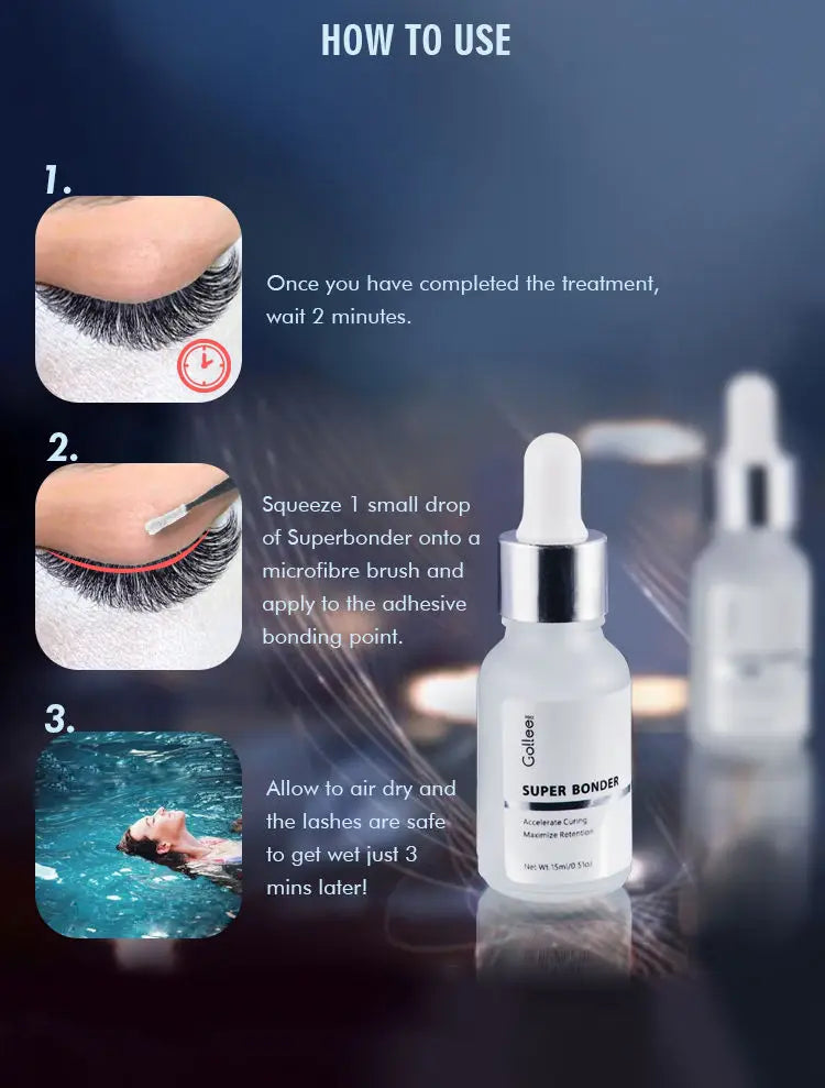 Gollee Super Bonder After Eyelash Extension Lash Sealant Help Glue Bond Better Glue Primer 2s Fast Drying Time No Wait
