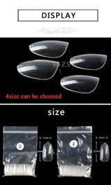 TSZS 200pcs Short Medium Oval Almond Square Fake Nails Full Cover Single Size Acrylic Clear Art Tips For Display Stick-On Nail