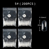 TSZS 200pcs Short Medium Oval Almond Square Fake Nails Full Cover Single Size Acrylic Clear Art Tips For Display Stick-On Nail