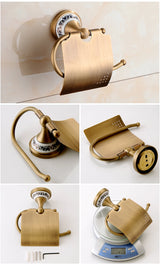 Antique Bronze Bathroom Accessories Sets Towel Shelf Towel Holder Toilet Paper Holder Rove Hook Ceramic Bathroom Products EL3100