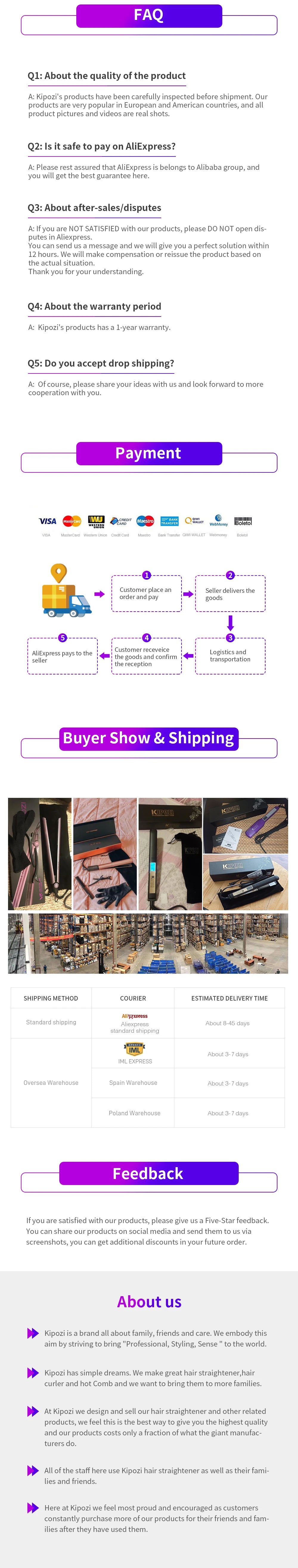 KIPOZI Professional Titanium Flat Iron Hair Straightener with Digital LCD Display Dual Voltage Instant Heating Curling Iron