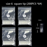 TSZS 200pcs Short Medium Oval Almond Square Fake Nails Full Cover Single Size Acrylic Clear Art Tips For Display Stick-On Nail