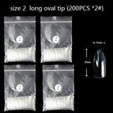 TSZS 200pcs Short Medium Oval Almond Square Fake Nails Full Cover Single Size Acrylic Clear Art Tips For Display Stick-On Nail