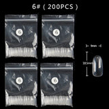 TSZS 200pcs Short Medium Oval Almond Square Fake Nails Full Cover Single Size Acrylic Clear Art Tips For Display Stick-On Nail