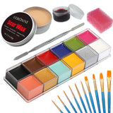SFX Makeup Kit 12 Color Face Body Paint Oil Stage Special Effects Halloween Wound Scar Wax Makeup Fake Scab Blood Spatula Paint