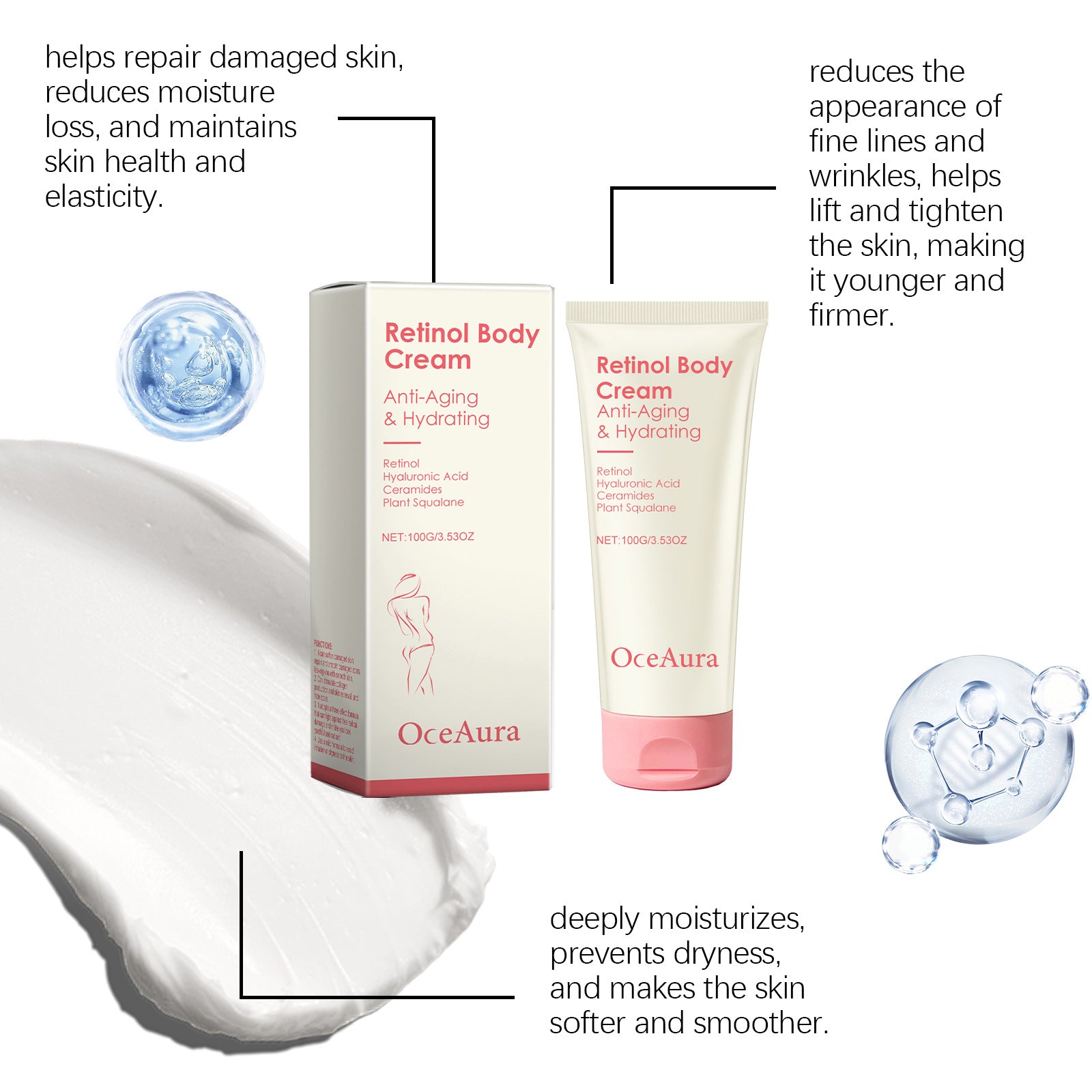 Retinol Tightening Body Lotion Anti-Wrinkle Repair Improve Sagging Skin Remove Cellulite Nourish Lift Firming Moisturizing Cream