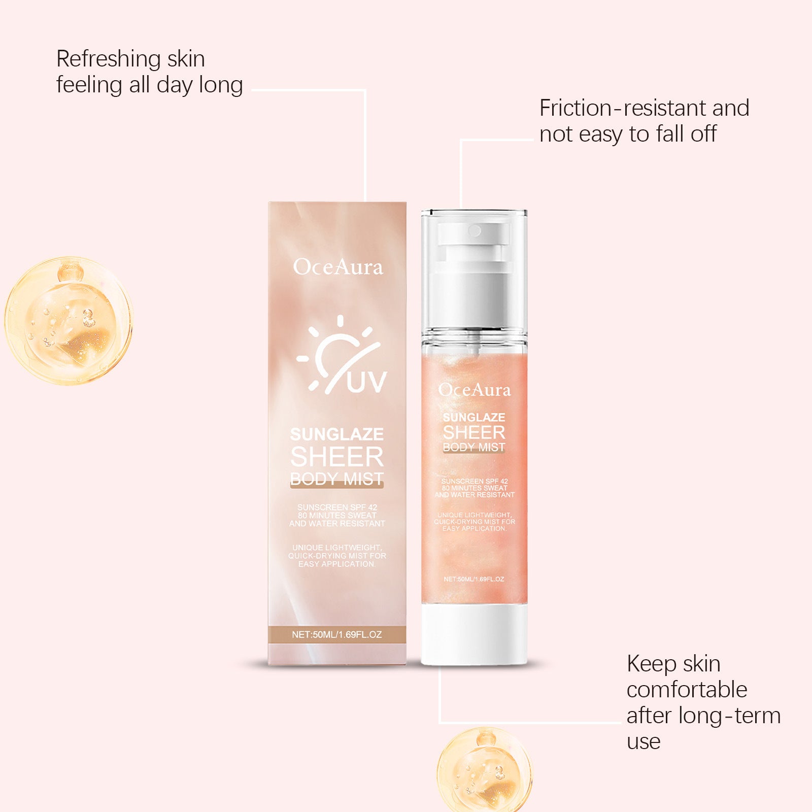 Refreshing Sunscreen Spray Body Sun Block Isolation Mist Long Lasting UV Protector Summer Outdoor Brightening Moisturizer Serum