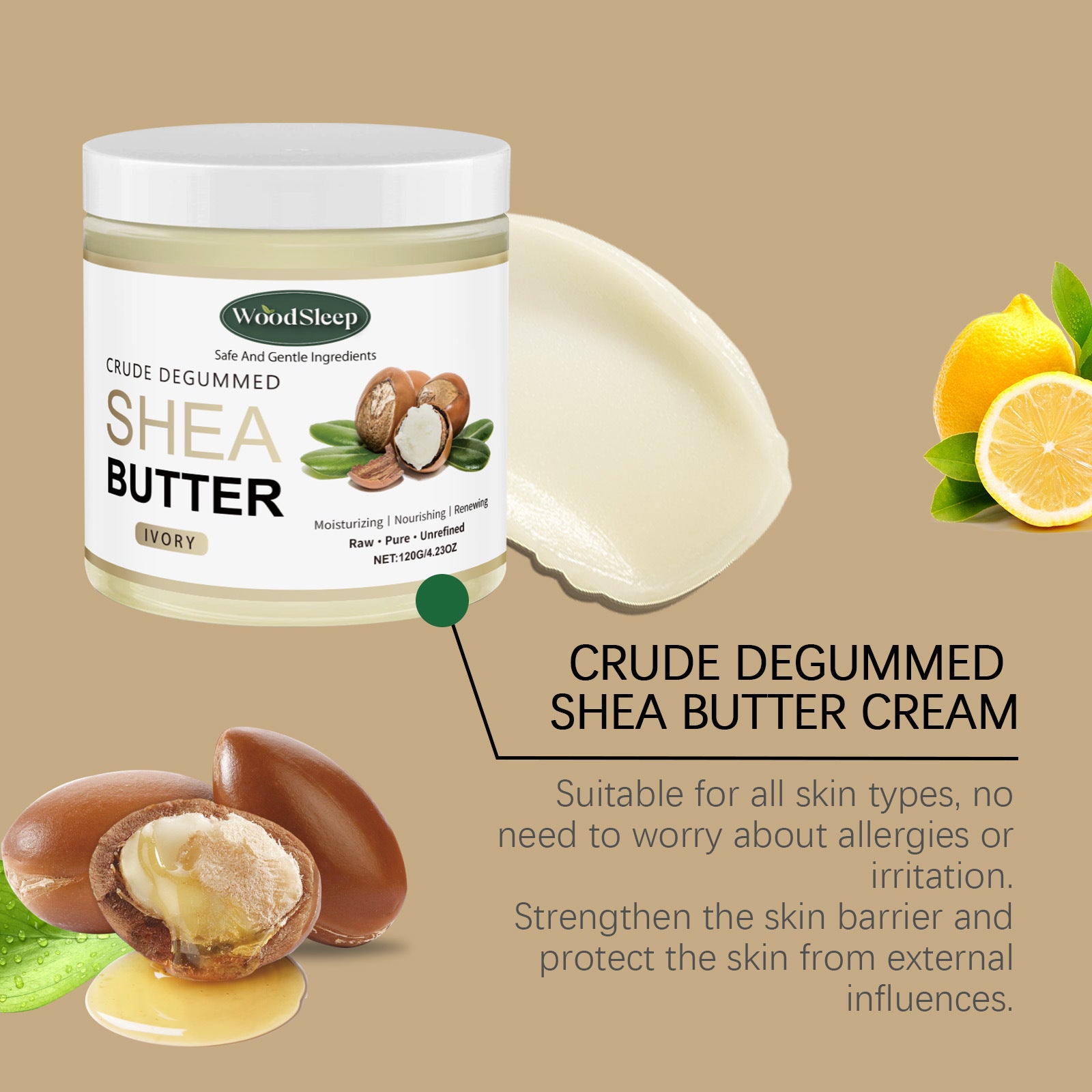 Pure Shea Butter Cream Relieve Redness Face Body Lotion Deep Moisturizing Soften Smoothing Balm Natural Nourishing Dry Skin Care