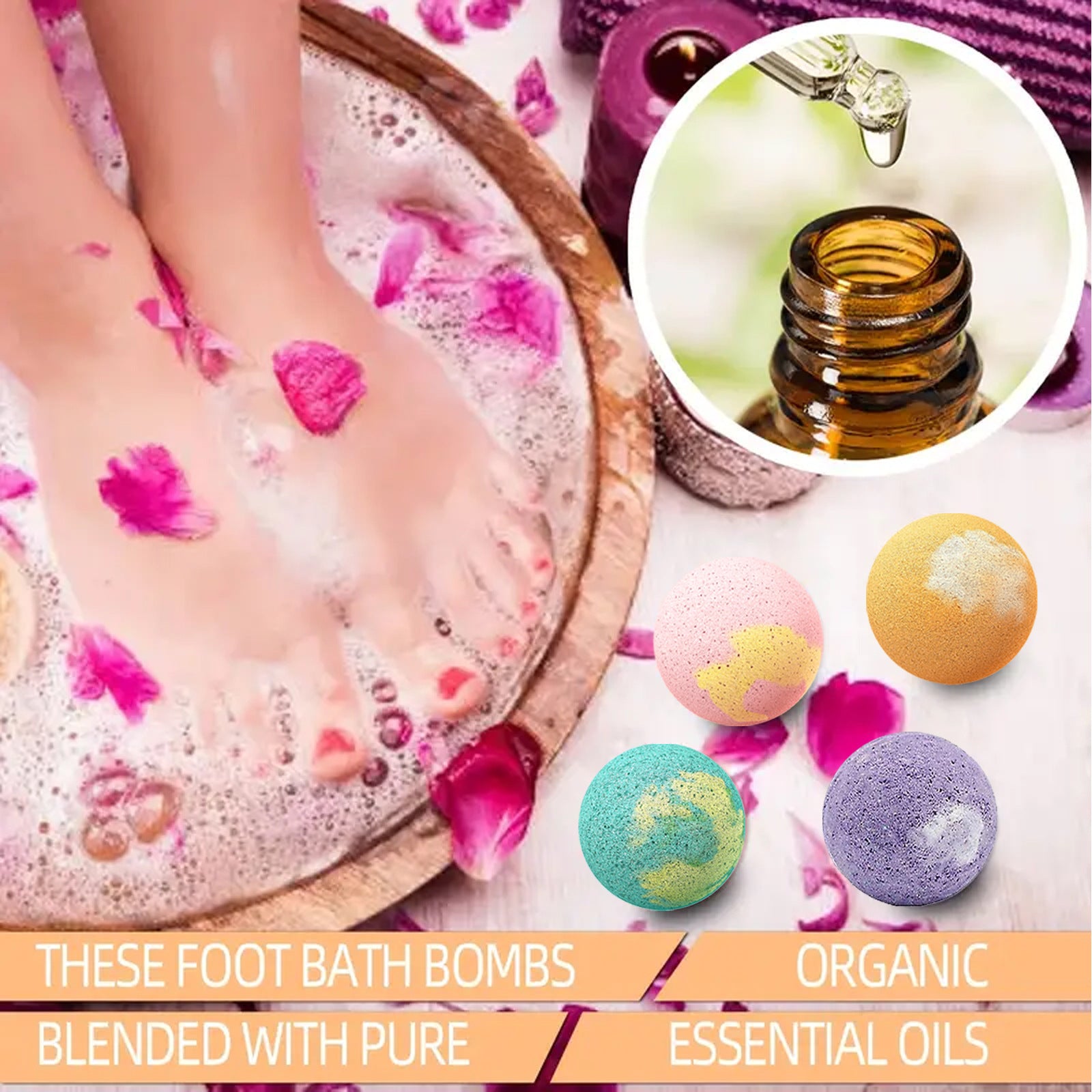 Bubble Bath Ball Flowers Scent Body Bathing Cleaning Relaxing Natural Herbal Essential Oil Anti Dry Cracking Foot Spa