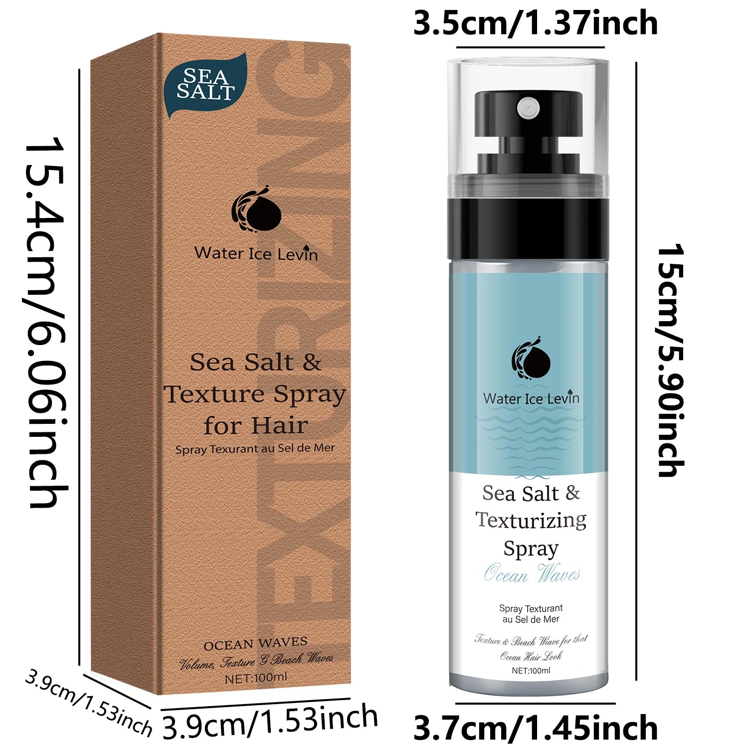 Sea Salt Spray, Suitable for Adult Men and Women, Liquid Hair Styling Product, Contains Moisturizing Aloe Vera and Seaweed Formula, Suitable for Dry Hair, Moisturizing and Refreshing