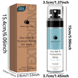 Sea Salt Spray, Suitable for Adult Men and Women, Liquid Hair Styling Product, Contains Moisturizing Aloe Vera and Seaweed Formula, Suitable for Dry Hair, Moisturizing and Refreshing