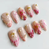 24 false nail pieces shipped randomly, Instagram-style false nails, wearable full-coverage almond-shaped press-on nails.