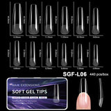 Luxury False Nail Tips Soft Gel Fingertip Semi-matte Capsules Almond French Coffin Full Cover Artificial Fake Nails Extension