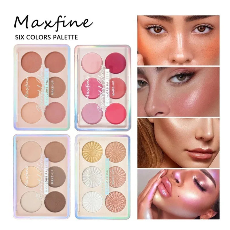 6-color Blush and Contouring All-in-one Palette Pearlescent Matte Powder Face Blusher Glitter Highlighter Blush Makeup Palette