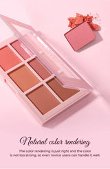 Long Wear Blush Makeup Palette Buildable Color Velvet Finish Face Powder Cheek Contouring Brightening